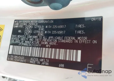 2019 Lexus Nx 300 z USA, uszkodzony, nr VIN JTJYARBZ3K2133419